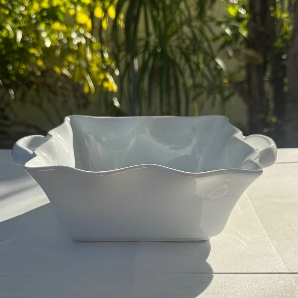 BIA Cordon Bleu White Baking Dish 52 oz., Wavy Square Baker with Handles
